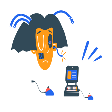 Malfunctioning robot next to a laptop PNG, SVG