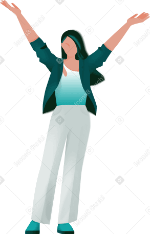 Donna felice con le mani in aria PNG, SVG