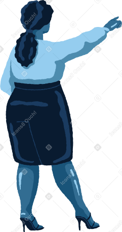 curvy woman pointing back Illustration in PNG, SVG