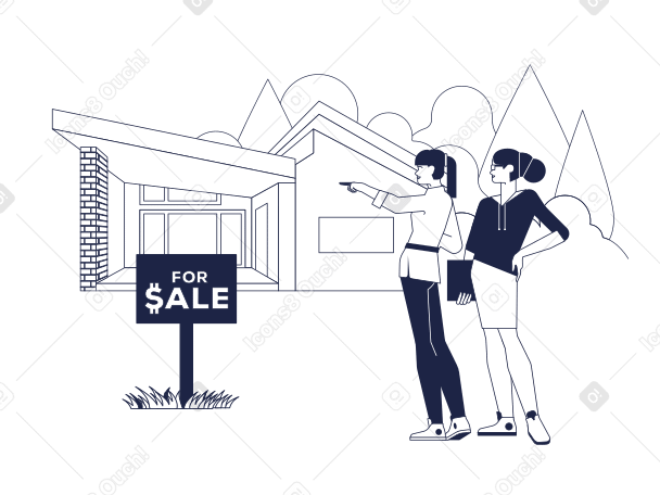 Real Estate Sale Illustration in PNG, SVG