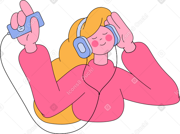 girl with player Illustration in PNG, SVG