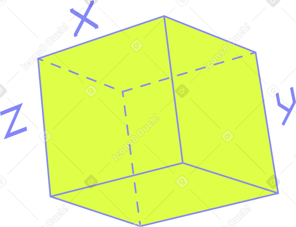 куб со сторонами xyz в PNG, SVG