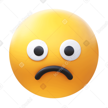 3D frowning face Illustration in PNG, SVG