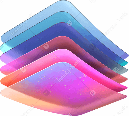 3D stack of multicolored cards PNG, SVG