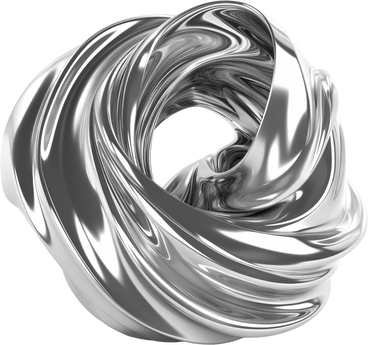 metallic 3D abstract silver shape PNG, SVG