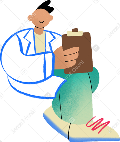 male doctor sitting with tablet в PNG, SVG