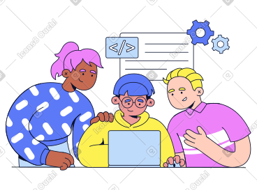 Dev team working on a project PNG, SVG