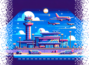 pixel airport with disappearing borders PNG, SVG