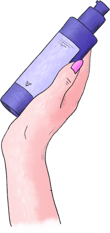 Mão direita segurando um frasco de cosméticos PNG, SVG