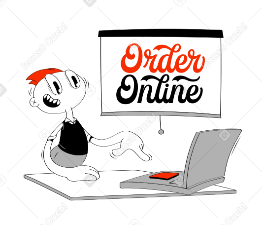 Lettering Order Online with man who buys online PNG, SVG