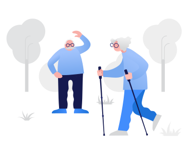 Grandpa and grandma go in for sports in the park PNG, SVG
