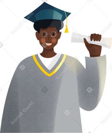 young man graduate Illustration in PNG, SVG