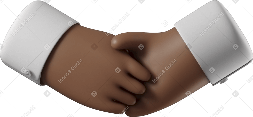 3D Handshake of dark brown skin hands PNG, SVG