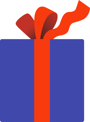 blue gift with a red bow PNG, SVG