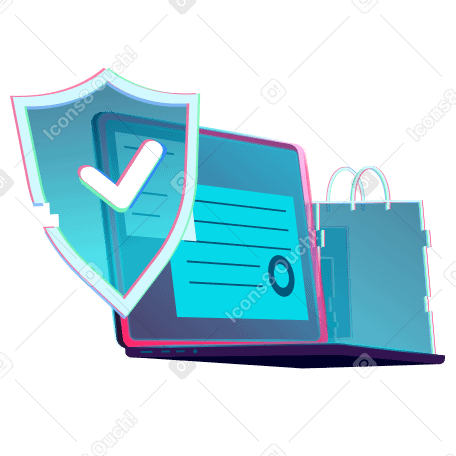 Laptop und sicheres online-shopping PNG, SVG