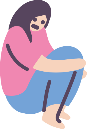 sad woman hugs knees Illustration in PNG, SVG