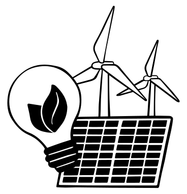 Green energy sources: solar panel and wind turbines  PNG, SVG