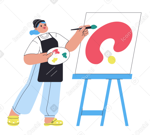 Artist painting with an easel Illustration in PNG, SVG