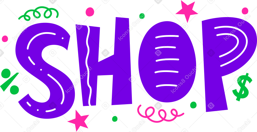 lettering shop with stars and lines text PNG, SVG
