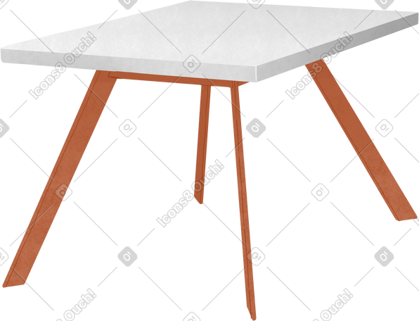 square table with gray top and wooden legs PNG, SVG