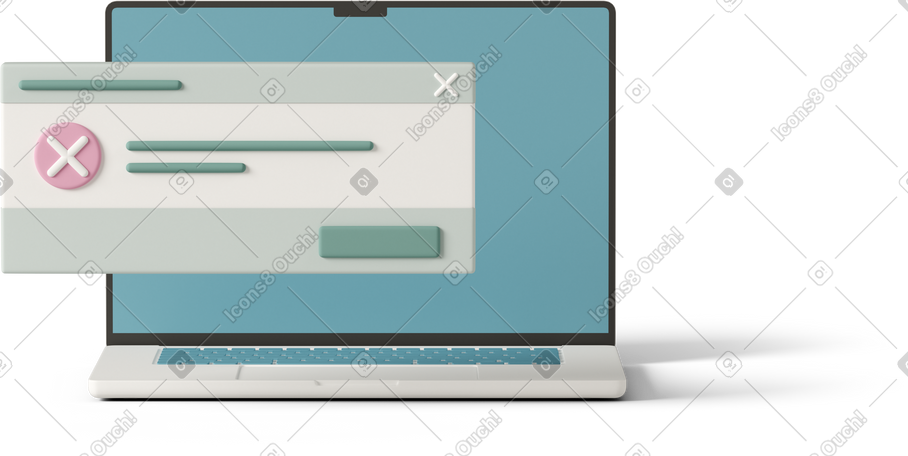 3D error message on laptop background PNG, SVG