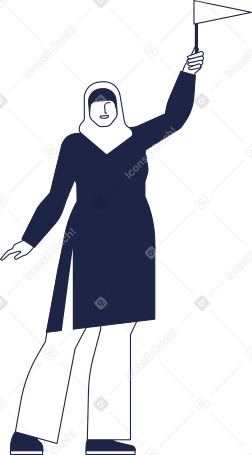 Женщина-гид в хиджабе с флагом в руке в PNG, SVG