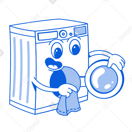 Washing machine loads the laundry into itself Illustration in PNG, SVG