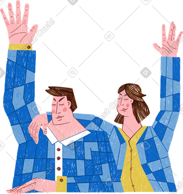 Couple waving PNG, SVG