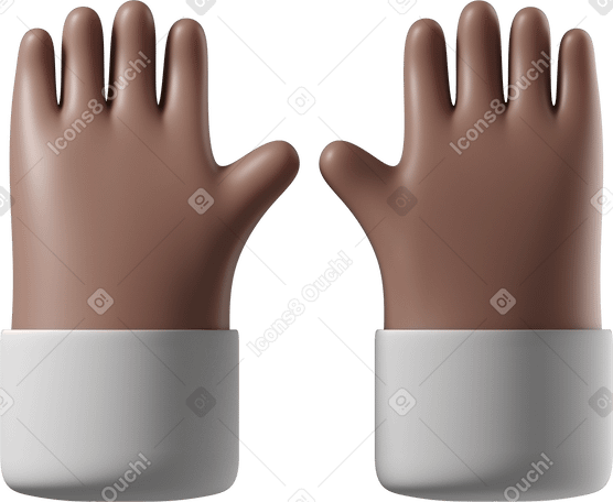 3D Raising brown skin hands PNG, SVG