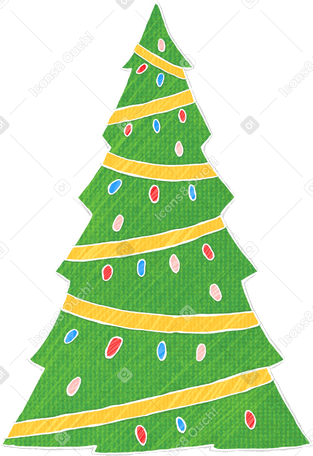 green christmas tree with toys PNG, SVG