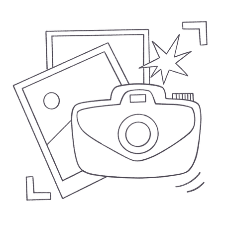 Camera and two photo cards Illustration in PNG, SVG