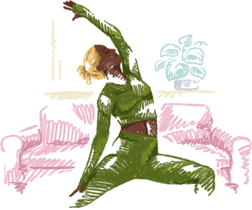 Mujer haciendo yoga en casa PNG, SVG