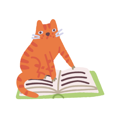 Cat is reading Illustration in PNG, SVG