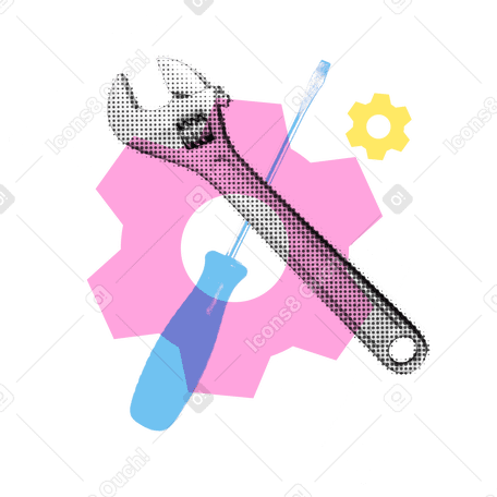 Maintenance work, wrench and screwdriver PNG, SVG