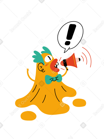 Character making an announcement with a megaphone Illustration in PNG, SVG
