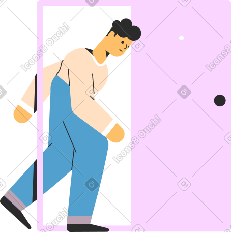 man coming out of the door PNG, SVG