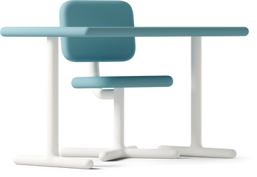 green desk and chair PNG, SVG