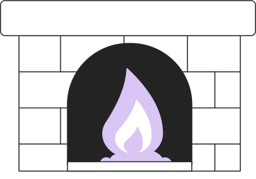 fireplace with fire inside PNG, SVG