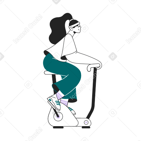 Girl works out on a simulator Illustration in PNG, SVG