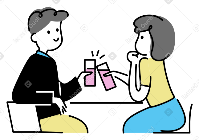 お酒を飲む女性と男性 PNG、SVG