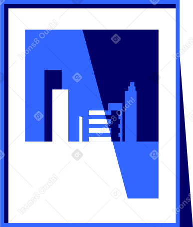 framed poster with picture of modern metropolis Illustration in PNG, SVG