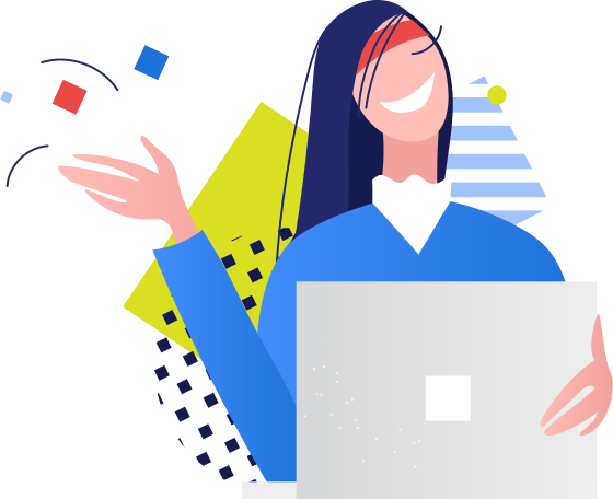 woman with laptop Illustration in PNG, SVG