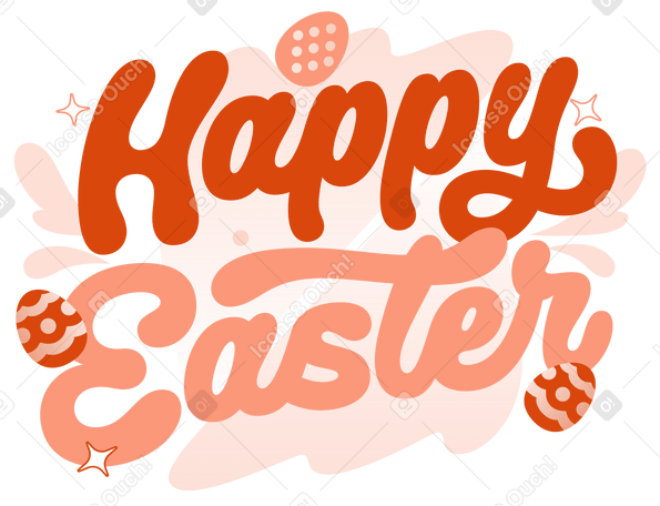 Надпись счастливой пасхи с яйцами и текстом декоративной пастельной композиции в PNG, SVG