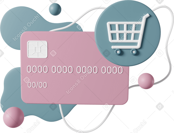 3D shopping credit card в PNG, SVG