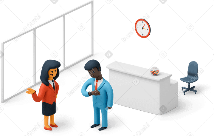 3D Office workers waiting for a business meeting PNG, SVG