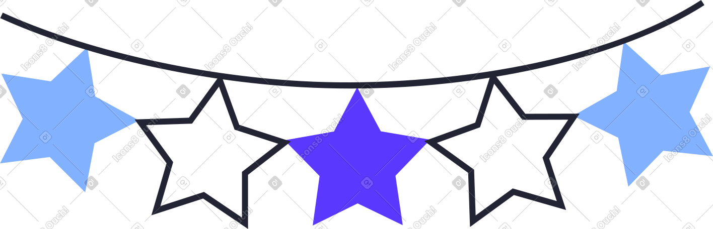 multicolored star garland PNG, SVG