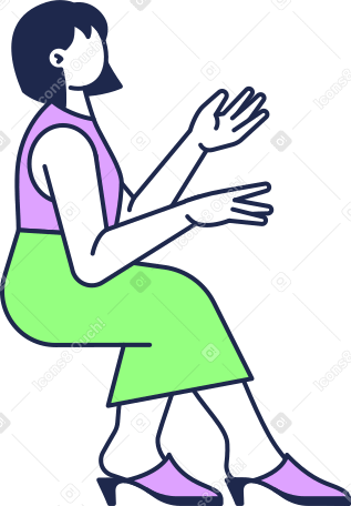 сидящая женщина поднимает руки в PNG, SVG