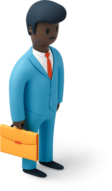 Close up of black man in suit with briefcase PNG, SVG