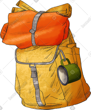 Yellow large travel backpack PNG, SVG