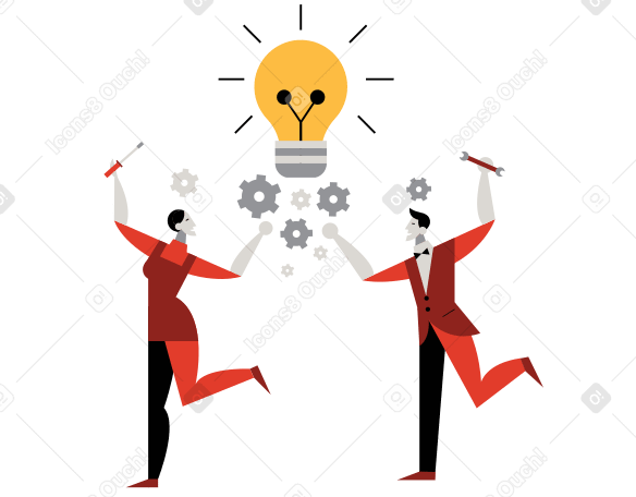 Man and woman working on a new idea in a team PNG, SVG